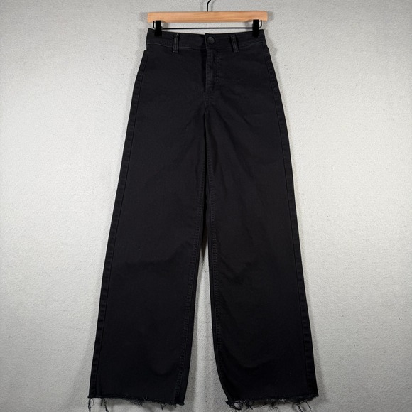 Oat New York Pants - OAT New York Black High Rise Wide Leg Raw Hem Pants P0004-SJMX Size 2/26